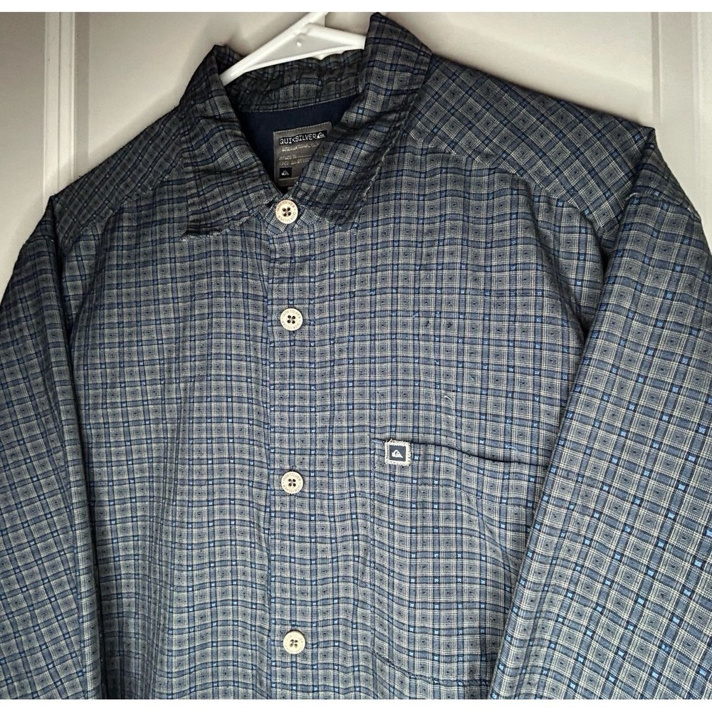 Vintage 90's Y2k Quicksilver Plaid Surfer Button Up Long Sleeve Dress Shirt